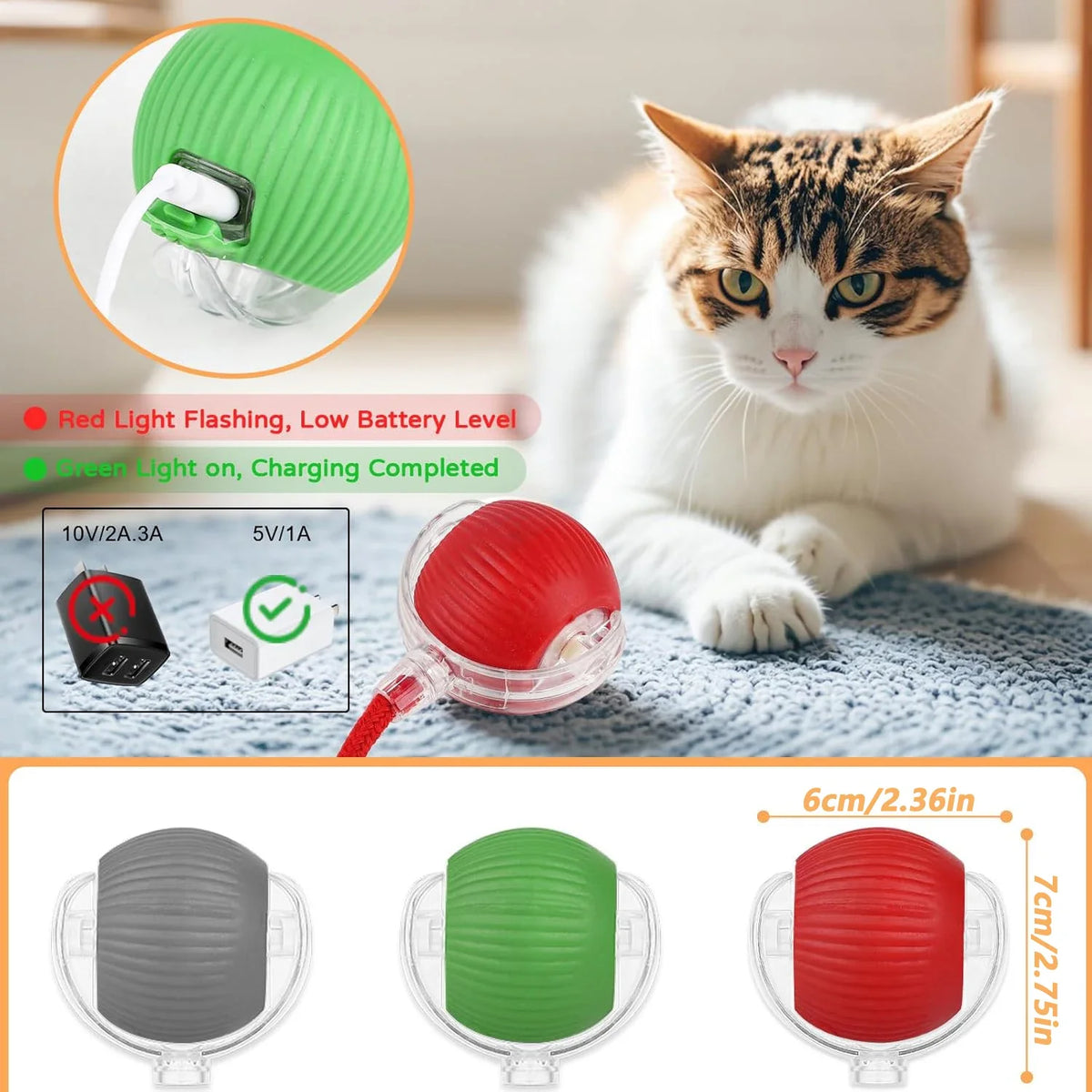 Rechargeable Interactive Auto-Rolling Cat Ball Toy